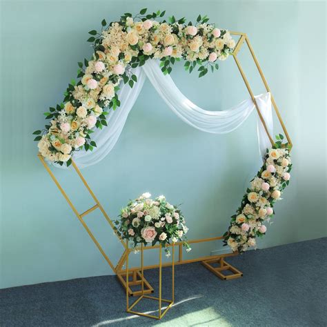 Wrought Iron Hexagonal Arch Frame Wedding Stage Background Flower ...