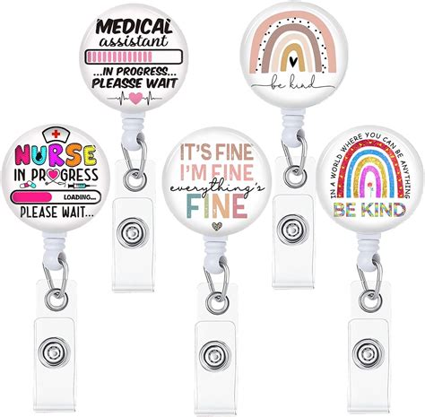 Amazon.com : 5pcs Badge Reels Holder Retractable with ID Clip for Nurse ...