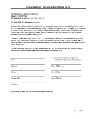 NC Religious Exemption 2014 - Fill and Sign Printable Template Online
