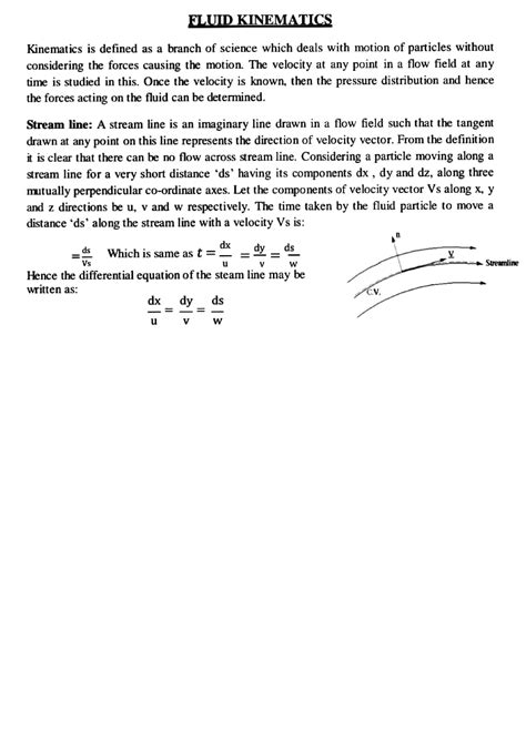 Fluid kinematics - FLUID KINEMATICS ####### Kinematics is defined as a ...