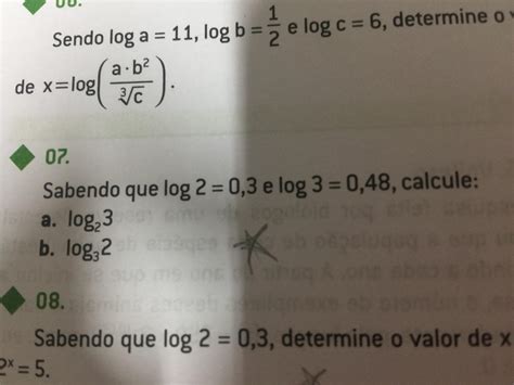 Sabendo que log2=0,3 e log3=0,48, calcule: Porfavor me ajudem nessa ...