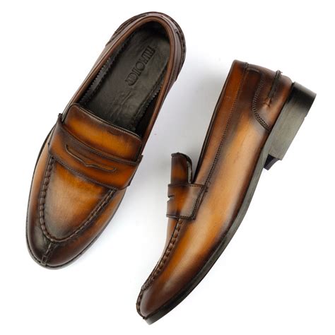 TAN PATINA APRON TOE PENNY LOAFERS – FELLMONGER