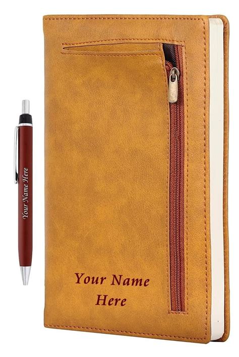 Crownlit Personalized Notes Diary with Zip Pouch and Pen with Name, A5 ...