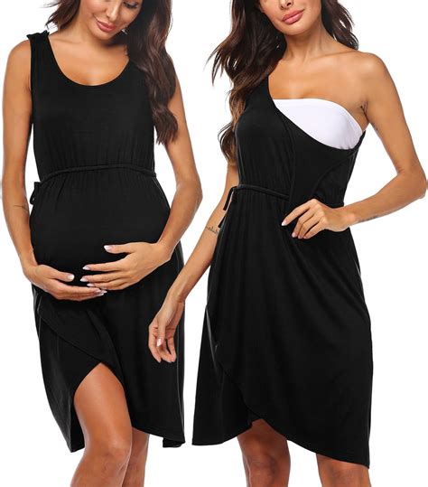 Buy Ekouaer Nursing Nightgown 3 in 1 Sleeveless Maternity Labor ...