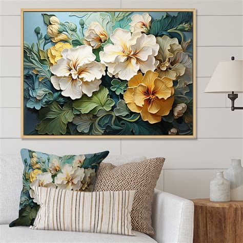Designart "Splendidly Realistic Garden Of Beige And Yellow Pansies ...