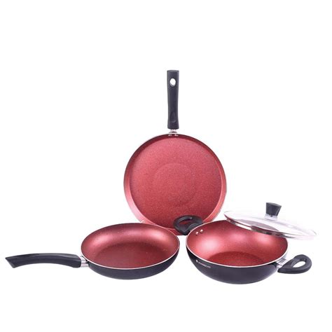 Buy Wonderchef Galaxy Cookware 4 Piece Set | Kadhai with Lid, Fry Pan ...