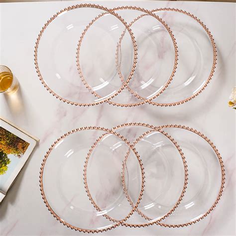 Rose Gold Beads Charger Plate Set Of 6 Transparent 12 Inch Online ...