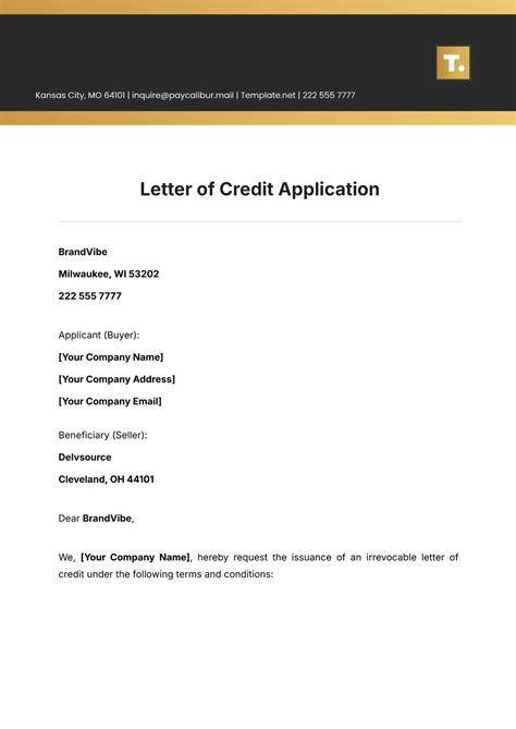 Image result for Letter of Credit Sample Form