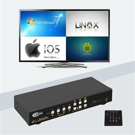 CKLau 4Kx2K@30Hz 4 Port Multi-View HDMI KVM Switch with Cables, Audio ...