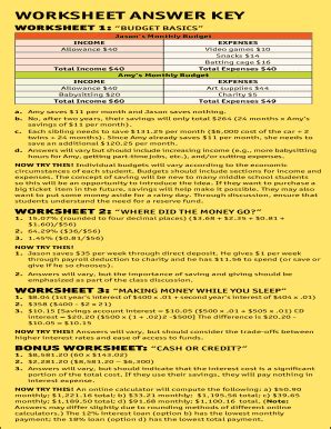 Budget Basics Worksheet - Fill Online, Printable, Fillable, Blank ...