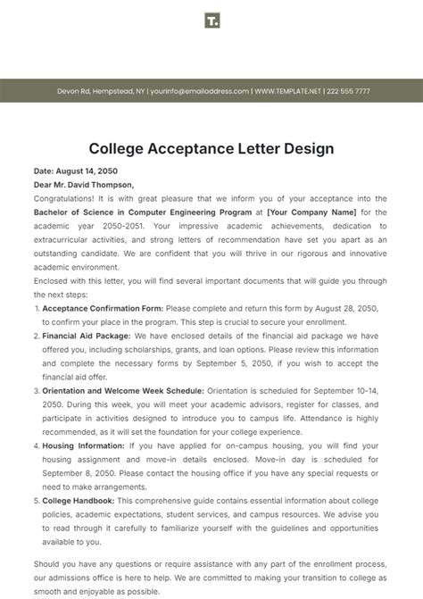 Free Enrollment Letter for School Template to Edit Online