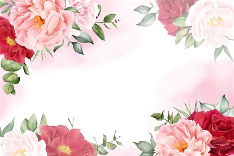 Romantic watercolor arrangement flower background design with maroon ...