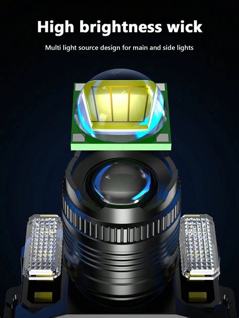 Lampada da testa a LED T51 super luminosa con sensore, ricaricabile USB ...