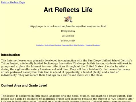 Art Reflects Life Lesson Plan for 5th Grade | Lesson Planet