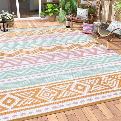 Amazon.com: Lahome Waterproof Outdoor Rug 6x9, Reversible Outdoor ...