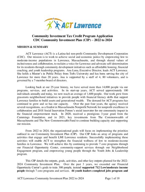 Fillable Online Cdc Community Investment Plan (cip) – 2022 to 2024 Fax ...