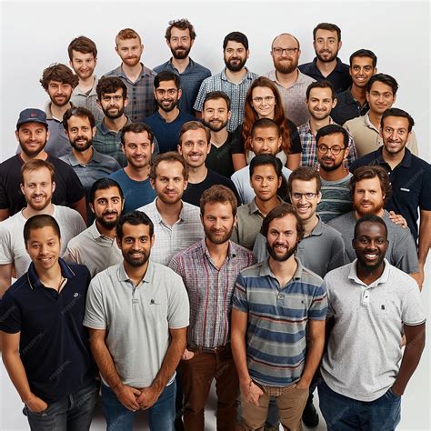 Premium Photo | A group of men pose for a photo with one wearing a ...