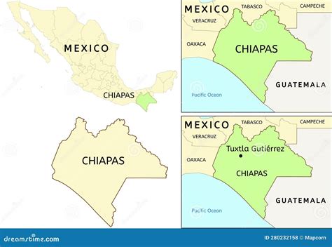 State Chiapas Of Mexico Map On Transparent Background. Blank Map Of ...