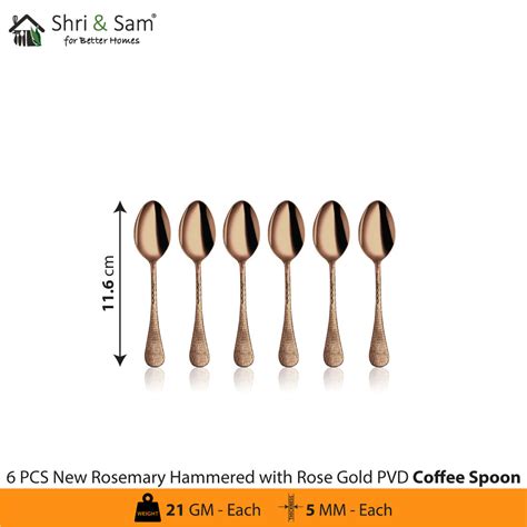 Stainless Steel Cutlery with Rose Gold PVD Coating New Rosemary Hammer ...