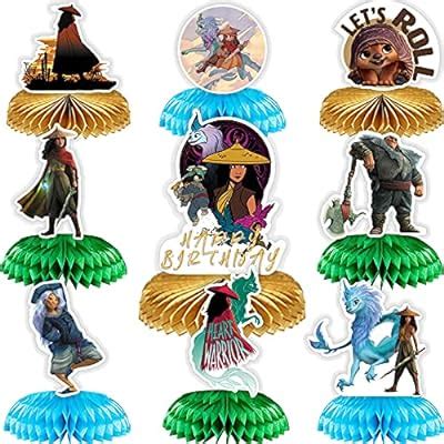 Buy 9Pcs Raya and The Last Dragon Honeycomb Centerpiece Table ...