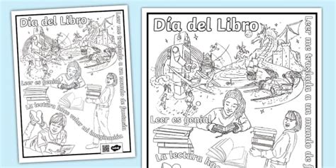 Actividad: hoja del Día del Libro para colorear