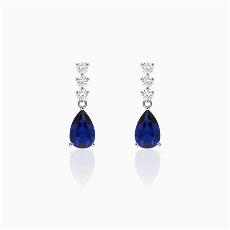 Silver Sapphire Blue Drop Earrings – GIVA