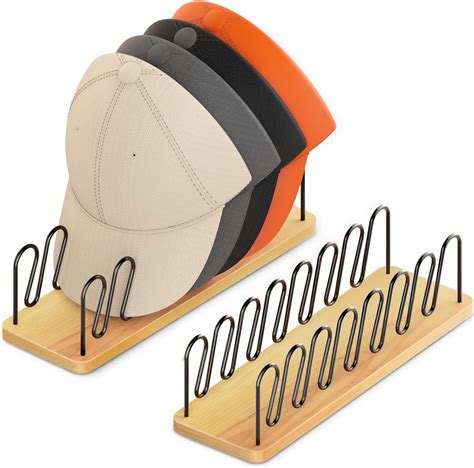 Amazon.com: UdoUto Hat Organizer for Baseball Caps-2 PacK | Wood ...