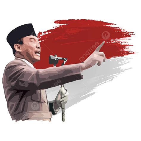 Sukarno The First President Of Indonesia With Red And White Brush Stroke Flag Vector, Sukarno ... - president of the republic of indonesia