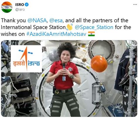 Astronaut shares Independence Day wish for India from space
