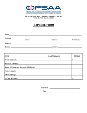 Fillable Online ofsaa on Expense Form 2008-09.doc - ofsaa on Fax Email ...