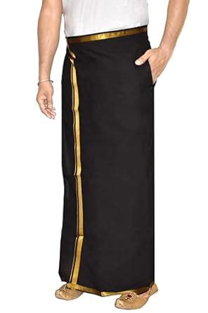 Buy TUNI MANI (FRD Men's Cotton Welcro Pocket Dhoti, Gold Zari border ...