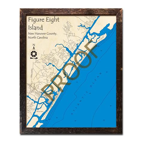 Figure Eight Island, NC Nautical Wood Maps