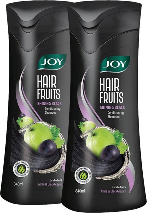 Joy Hair Fruits Shining Black Conditioning Shampoo (Pack of 2 x 340 ml ...