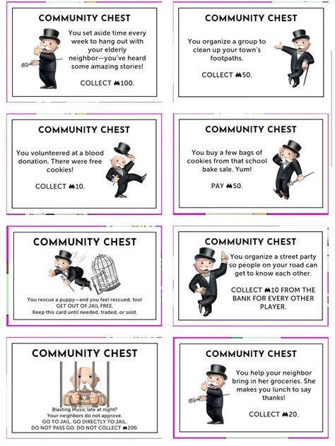 Monopoly Community Chest Cards Printable