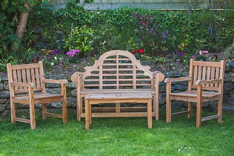 Buy Solid Teak Patio Furniture Set Luytens Garden Bench, Fixed Garden ...