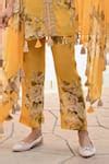 Buy Yellow Crepe Tassels V-neck Kai Printed Cape Top And Palazzo Set ...
