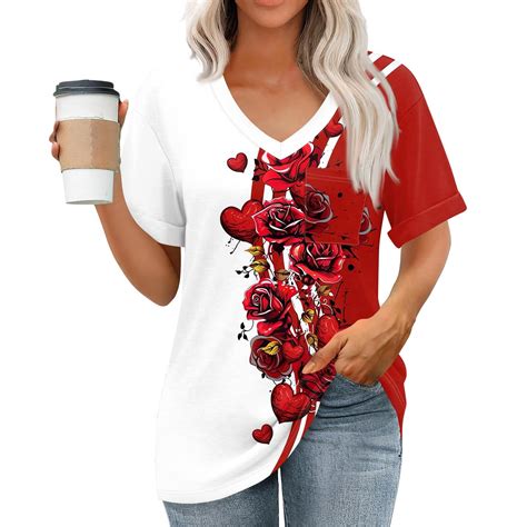 bbyeadc Women's Tshirts Short Sleeve Chest Pocket Dressy Casual V Neck ...