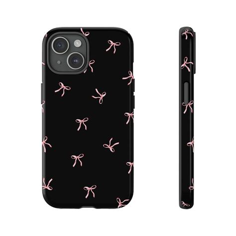 Black and Pink Bows Phone Case, Sleek Black Bow Design, Pink Coquette ...