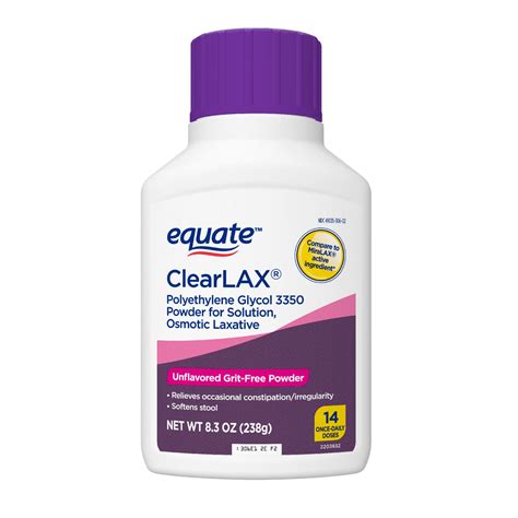 Equate ClearLAX Polyethylene Glycol 3350 Unflavored Powder for Solution 8.3 oz