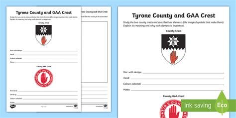 Tyrone County and GAA Crest Worksheet / Worksheet