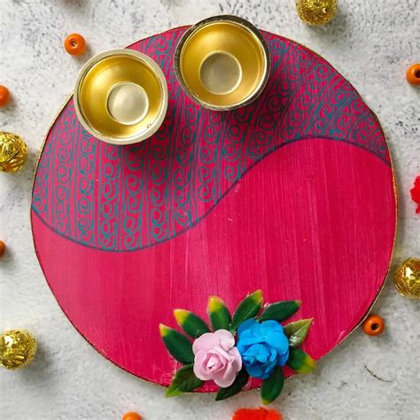 Buy Round Rakhi Thali With Katori – ClassyArtZ.com