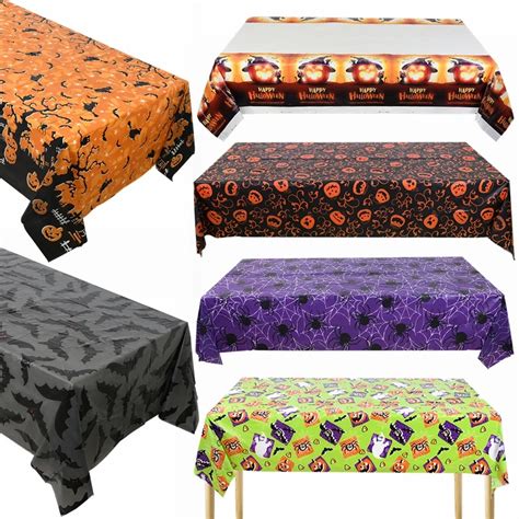 Halloween Decorations Tablecloth Witch Bat Pumpkin Night Cat Print ...