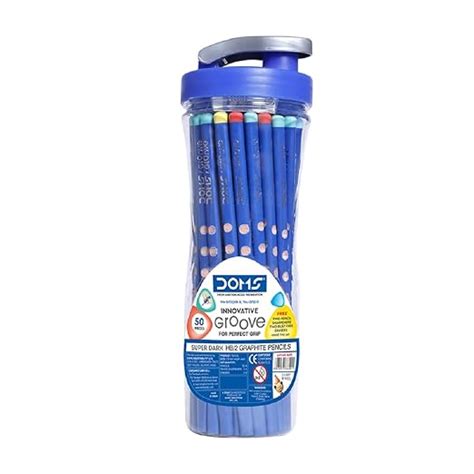 Doms Groove Super Dark HB/2 Graphite Pencils Jar Pack | 50 Pcs Pencils ...