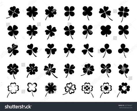 Set Three Four Leaf Clovers Stock Vector (Royalty Free) 257704327 ...