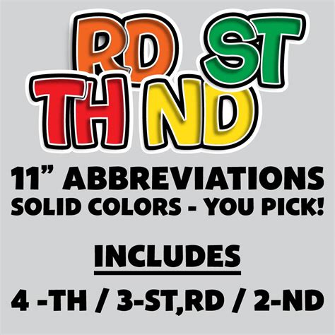 11” BOUNCY FONT SOLID COLOR ABBREVIATIONS - 12 PIECES – Yard Card Shop - abbreviation for yards