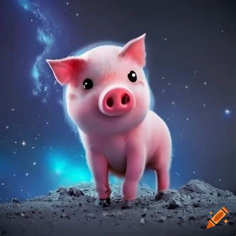 Adorable space pig made of tiny pigs