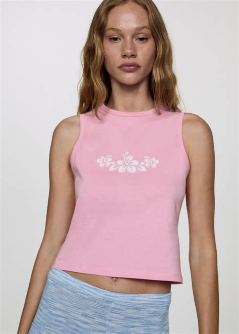 Printed sleeveless top - Women | MANGO OUTLET USA