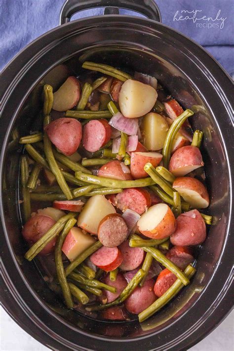 Crockpot Kielbasa, Green Beans, and Potato Meal | Crockpot sausage and ...