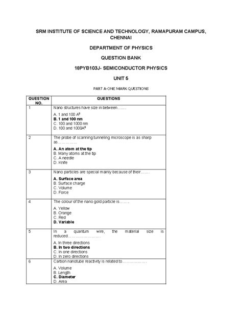 Module 5 - Question BANK - SRM INSTITUTE OF SCIENCE AND TECHNOLOGY ...