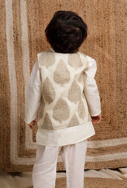White Cream Brocade Nehru Jacket – TJORI